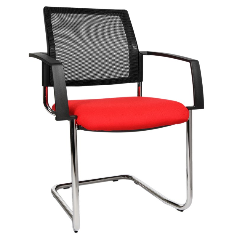 Topstar bezoekersstoel BtoB 20 Netz, rood, stapelbaar, verchroomd frame